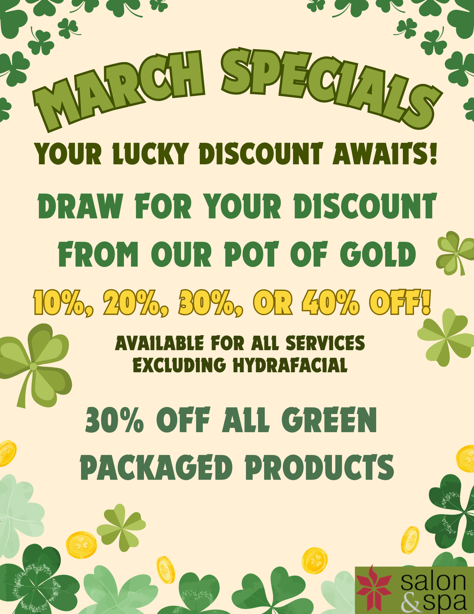 March Specials - Draw your discount from our pot of gold