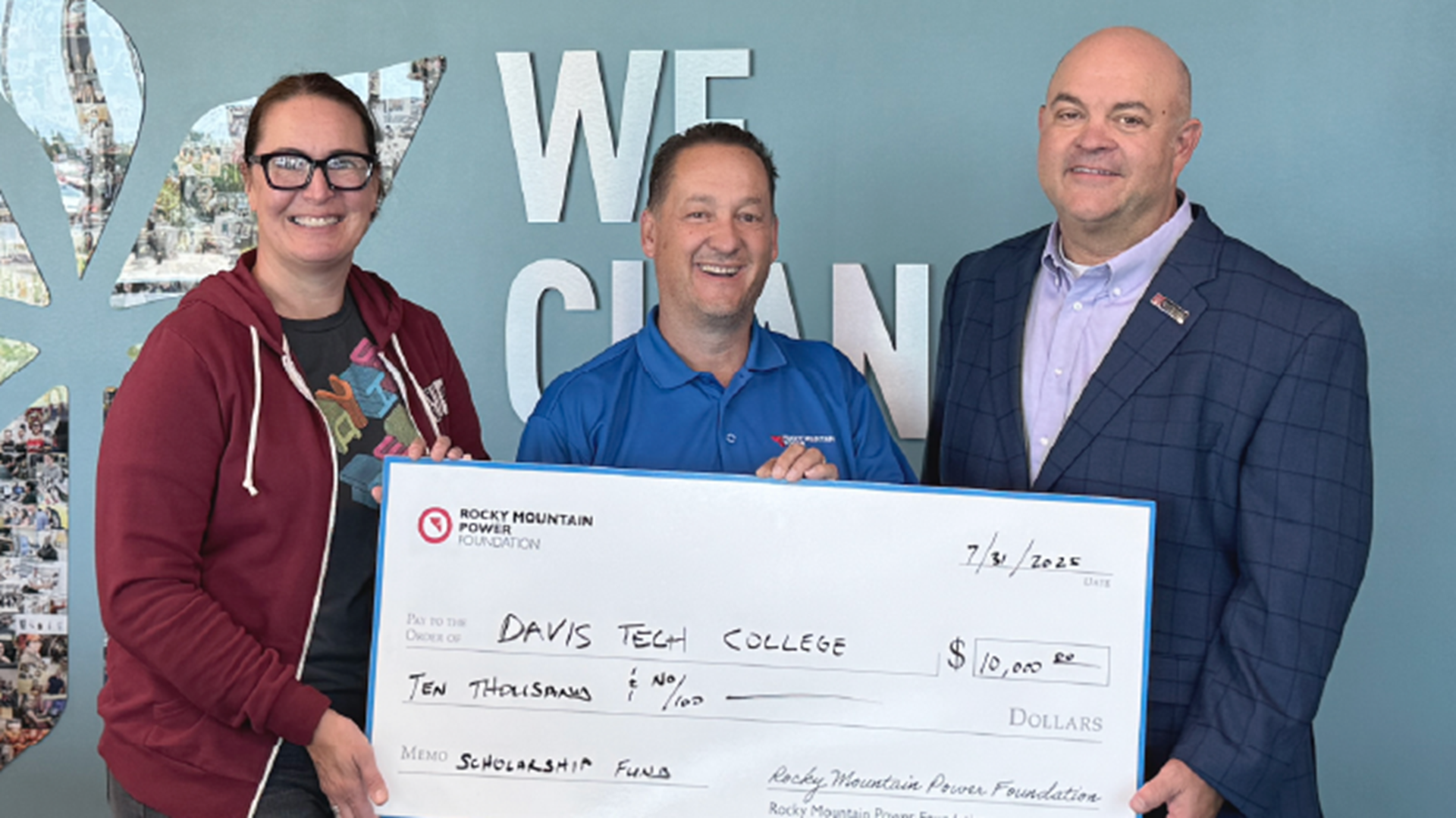 Rocky Mountain Power Foundation donates $10,000 to Davis Technical College scholarship fund